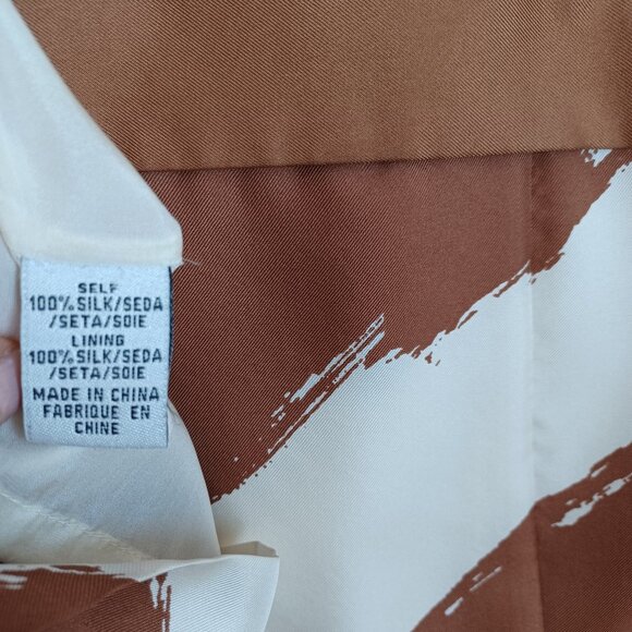 Tibi New York Silk Dress Brown Cream Shift Style Popover Lined Womens 2 - Picture 5 of 12